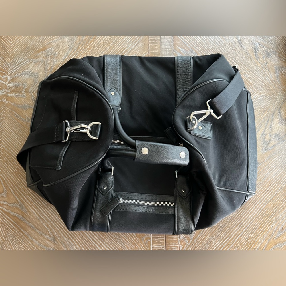 Banana Republic Black Canvas and Leather Weekender Bag